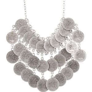 Chanour Jewelry Coin Fringe Bib Necklace